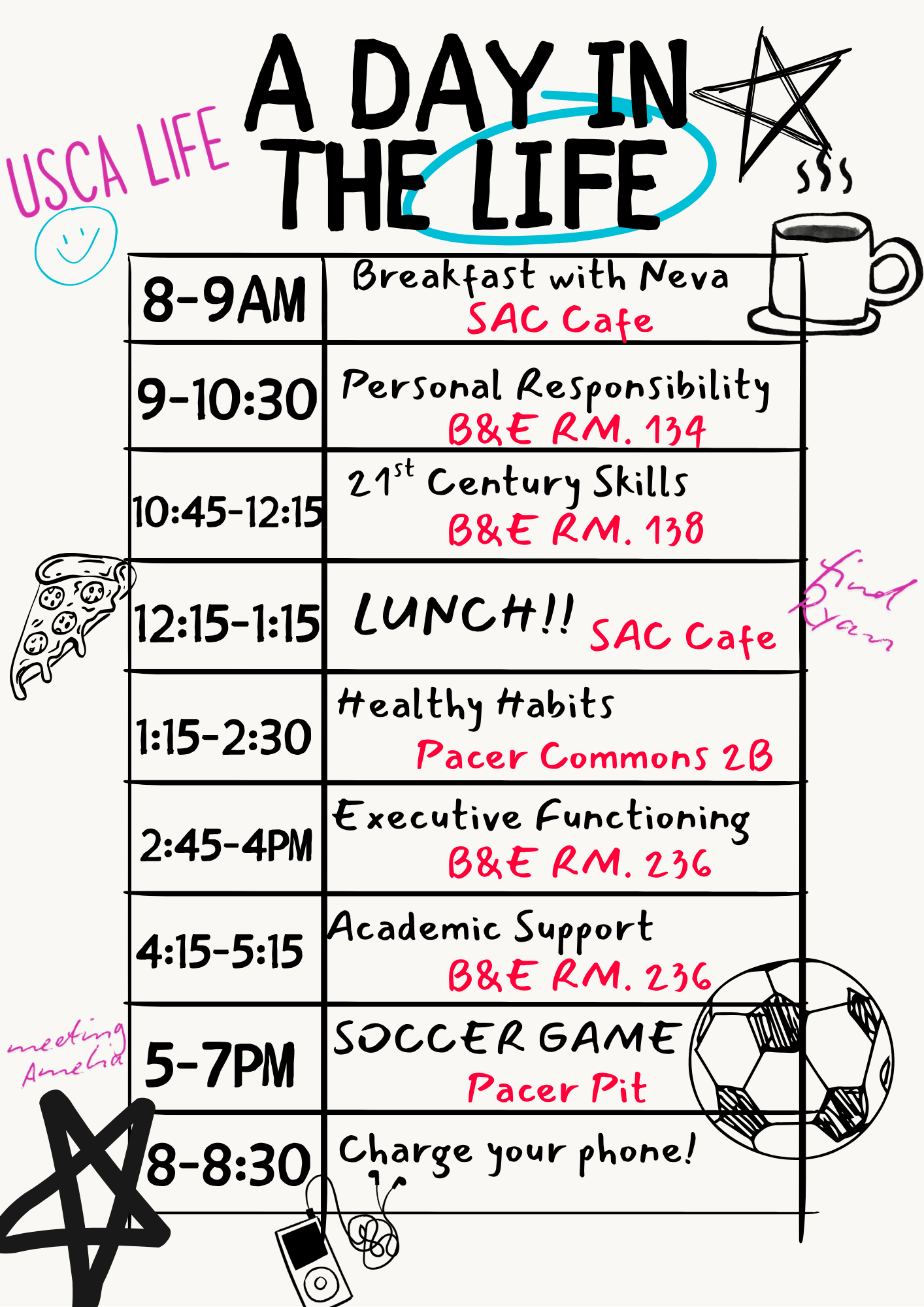 Sample of a LIFE student's schedule